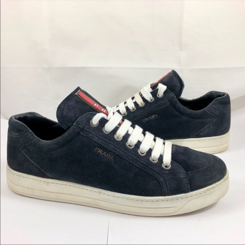 PRADA sport suede leather low top sneaker